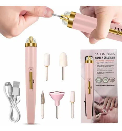 Pulidor Torno Esmeril De Uñas Recargable Usb Portatil Fresas